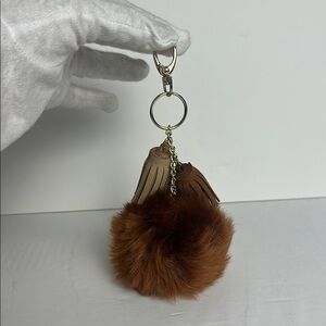 Brown Pom Pom and tassels Keychain Accessory